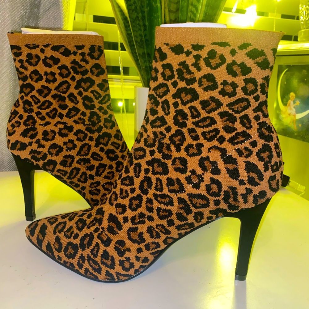 New Leopard Print Sock Bootie